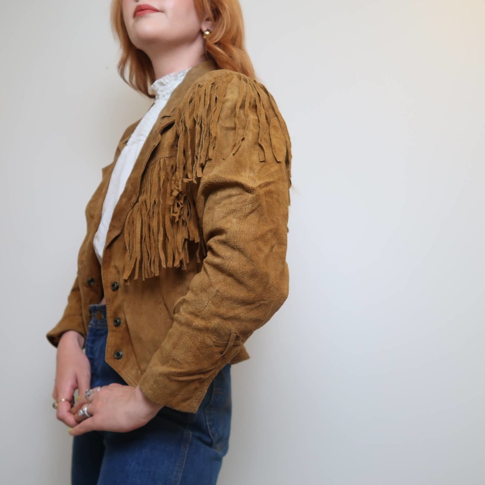 Wilsons Leather Tan Suede Fringe Jacket - Picture 5 of 8